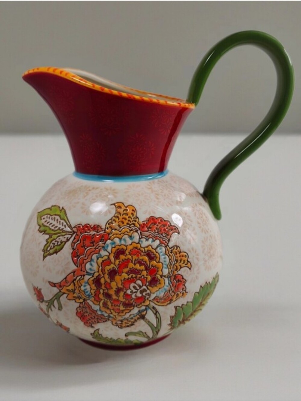 Artistic Accents Coastline Imports Reddish Orange Floral Vase 10" Embossed